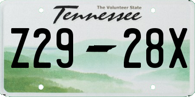 TN license plate Z2928X