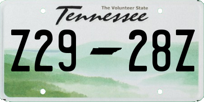 TN license plate Z2928Z