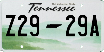 TN license plate Z2929A