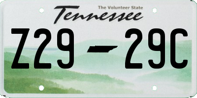 TN license plate Z2929C
