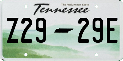 TN license plate Z2929E