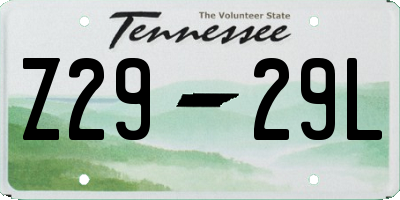TN license plate Z2929L