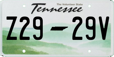 TN license plate Z2929V