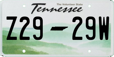 TN license plate Z2929W