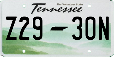 TN license plate Z2930N