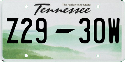 TN license plate Z2930W
