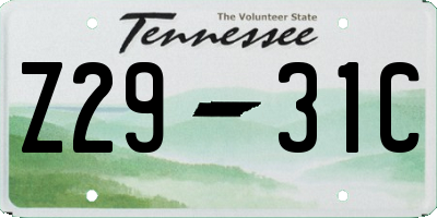 TN license plate Z2931C