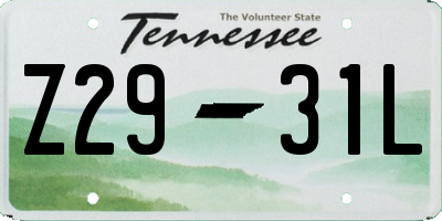 TN license plate Z2931L