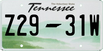 TN license plate Z2931W