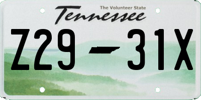 TN license plate Z2931X