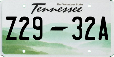 TN license plate Z2932A