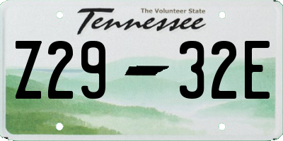 TN license plate Z2932E