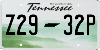 TN license plate Z2932P