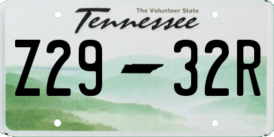 TN license plate Z2932R