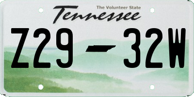 TN license plate Z2932W