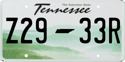 TN license plate Z2933R