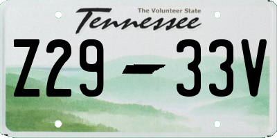 TN license plate Z2933V