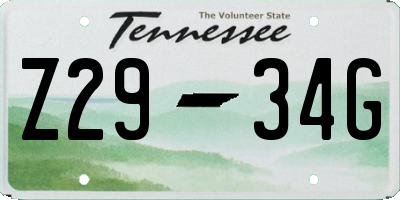 TN license plate Z2934G