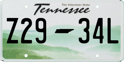 TN license plate Z2934L
