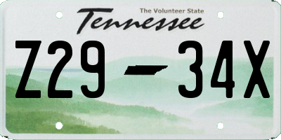TN license plate Z2934X