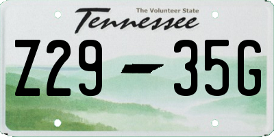 TN license plate Z2935G