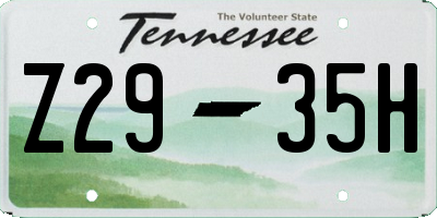 TN license plate Z2935H