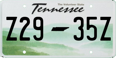 TN license plate Z2935Z