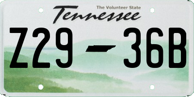 TN license plate Z2936B