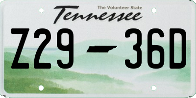 TN license plate Z2936D