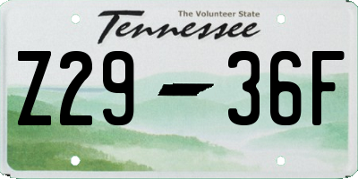 TN license plate Z2936F
