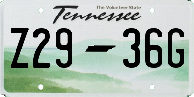 TN license plate Z2936G
