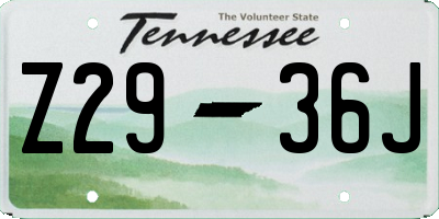 TN license plate Z2936J