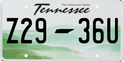 TN license plate Z2936U