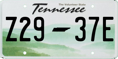 TN license plate Z2937E