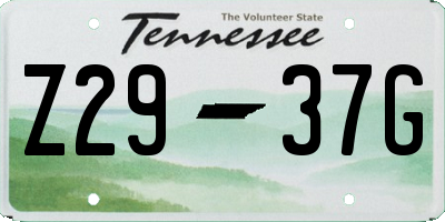 TN license plate Z2937G