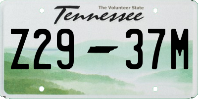 TN license plate Z2937M
