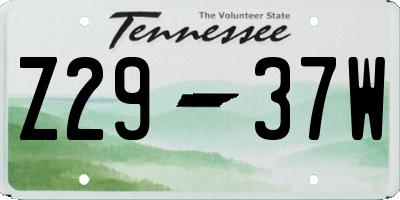 TN license plate Z2937W