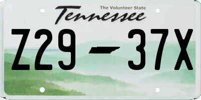 TN license plate Z2937X