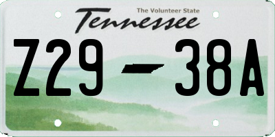 TN license plate Z2938A