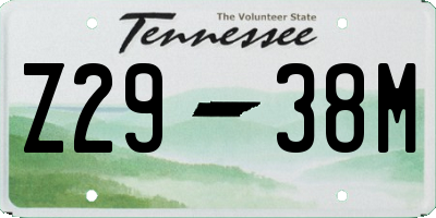 TN license plate Z2938M