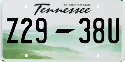 TN license plate Z2938U