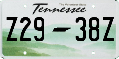 TN license plate Z2938Z