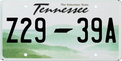 TN license plate Z2939A