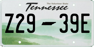 TN license plate Z2939E