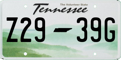 TN license plate Z2939G