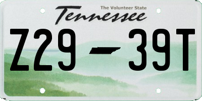 TN license plate Z2939T