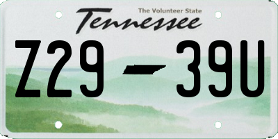 TN license plate Z2939U