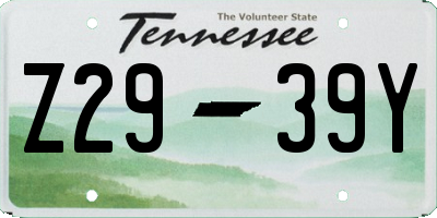 TN license plate Z2939Y