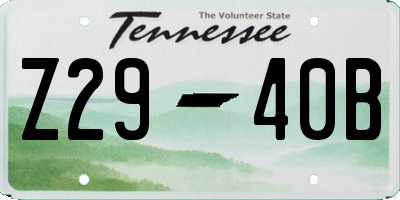 TN license plate Z2940B