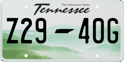TN license plate Z2940G